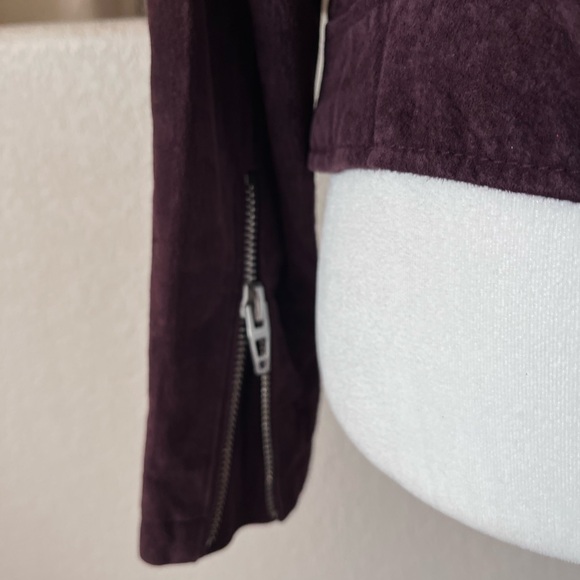 BlankNYC Purple Suede Leather Moto Jacket Full Zip Biker Motorcycle Womens M - Picture 5 of 11